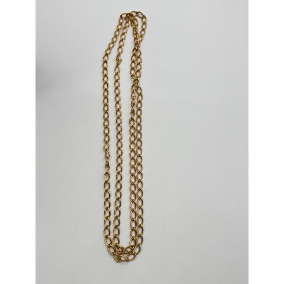 Vintage Monet 54" Length Gold Tone Textured Chain Necklace - Picture 3 of 4